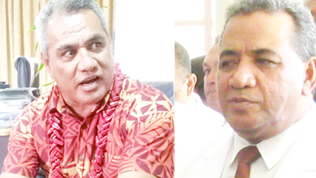 Minister of Education and Sports and Chairman of the Games Organising Committee, Loau Keneti Sio with the EFKS Church General Secretary Rev. Vavatau Taufao