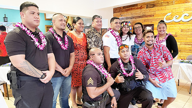 Fellow police officers with Evielynn-Deidra Siiloto Fetuao and Toke Vivao
