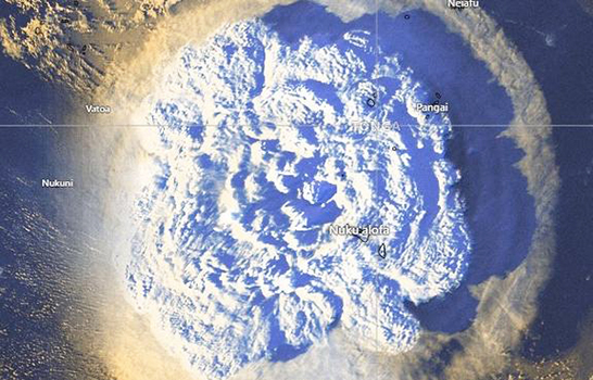 Satellite image of the Tonga eruption on January 15.