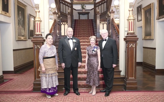 Tonga's King Tupou VI and Queen Nanasipau'u with Governor Margaret Beazley