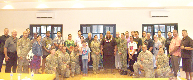 Group photo taken at Toa o Samoa town hall in Hawaii
