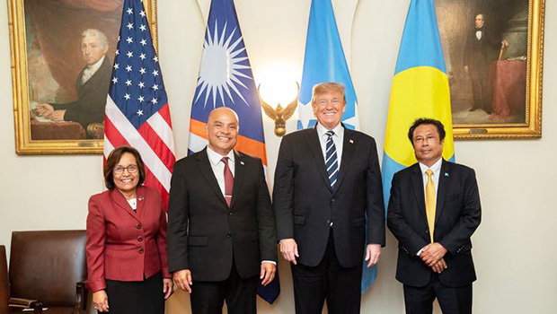  President of the Republic of the Marshall Islands Hilda Heine, and President of the Federated States of Micronesia David Panuelo, US President Donal Trump and President of the Republic of Palau Tommy E. Remengesau