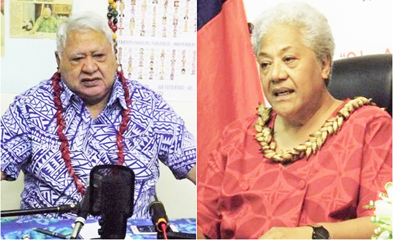 Care taker Prime Minister Tuila’epa Dr. Sa’ilele Malielegaoi and Prime Minister elect Fiame Naomi Mata'afa