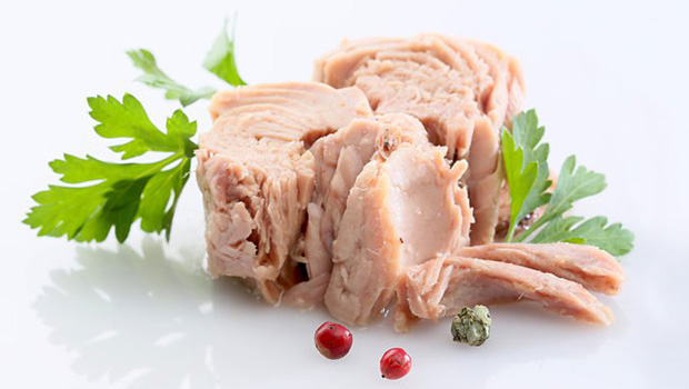Canned tuna on a plate