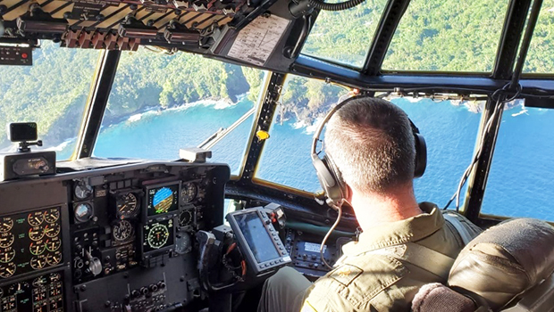 Cmdr. James Willingham in the cockpit