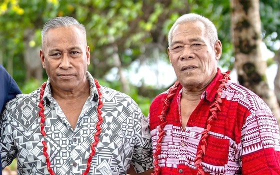 Taliilagi Mauava Tu'upo Toleafaoa Va'atausili (left) and elder Puleaga Visesio Patea Fatu