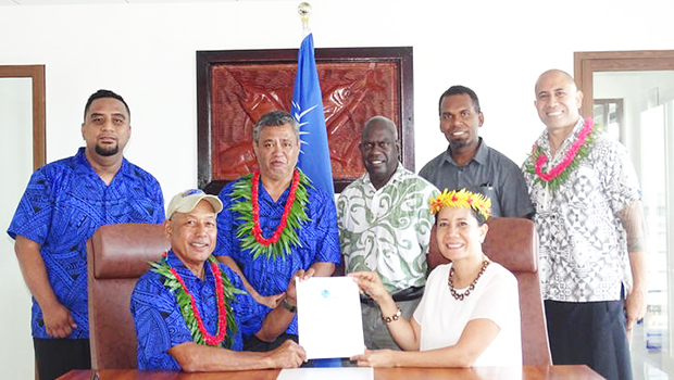 Marshall Islands fisheries Minister Dennis Momotaro and Forum Fisheries Agency Director General Dr. Manu Tupou-Roosen and others
