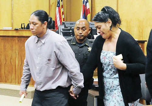 Lama Lauvao and Natisha Tautalatasi are led out of the courtroom after the jury delivered its verdict Tuesday