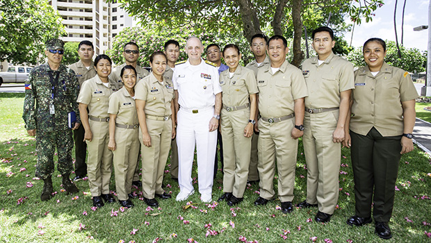 Rear Adm. Louis C. Tripoli after a medical symposium at RIMPAC 2018. 