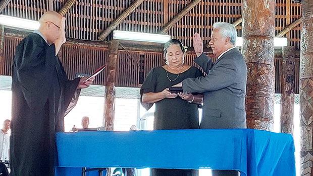 HC Fai'ivae Iuli Godinet, Associate Justice Fiti Sunia, and Ilaisa Godinet 
