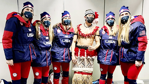 Nathan Ikon Crumpton with the USA Women's Alpine Ski Team