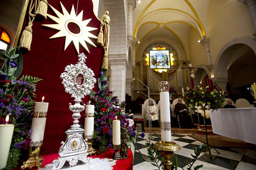 A wooden relic in an ornate case believed to be from Jesus' manger
