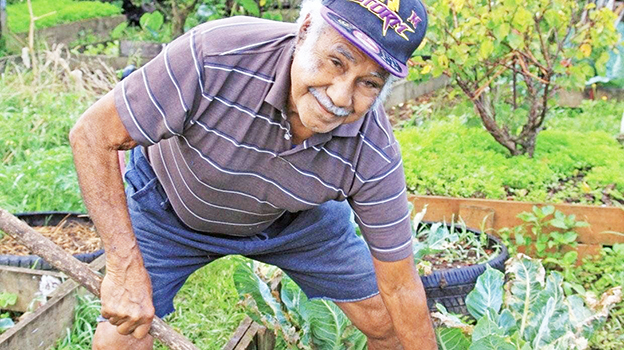 Fa’aleagaina Malo in his garden