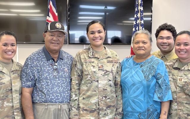 Maj Louise Lafitaga with friends and family