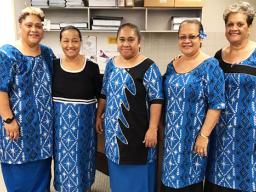(l-r) Debra Tupuola, Saini Filoialii, Na’i Vaialega, Alesi Aga and Vera Peko.