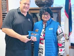 hief Volunteer Officer, Mrs. Mary A.T. Tulafono with presenter