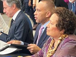 Amata with Hakeem Jeffries and Secretry of State Blinken