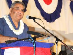 Fagafaga emceeing an Arts Council event in 2010.