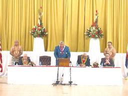 Governor Lemanu P.S Mauga delivering his State of the Territory speech