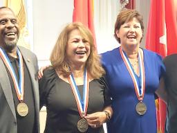 CW4(R) Hope L. Jamias-Bean (second from left) and fellow inductees