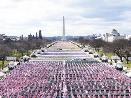Flags are placed on the National Mall