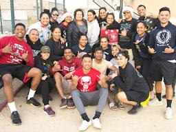 Amata is pictured with U.S. Army soldiers from the 962nd Quartermaster Company 