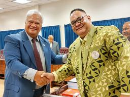 Save Liuato Afa Tuitele being congratulated