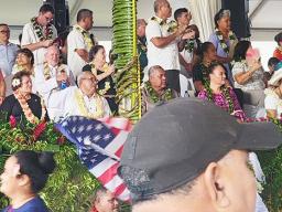 The American Samoa contingent led by Gov. Lemanu P. S. Mauga, as well as Congresswoman Uifa’atali Aumua Amata