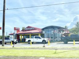 Cars lined up at McDonald's drive-thru