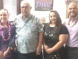 Olympian Filomenaleonisa Iakopo with her parents and Senate President Tuaolo Manaia Fruean