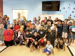 students at summer library program