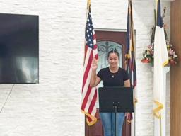 Roselyn Ah Ling takes the Navy oath