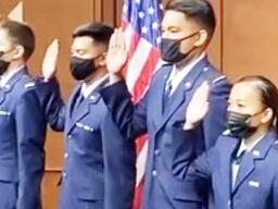 Deon Lesatele Alaimaleata and others being sworn in as Airforce ROTC officers 