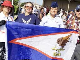 Airmen 1st Class Jacqueline Ale is pictured with parents- Tifi  Ale and Fuji Nomura Ale, and elder sister Delta Pilot Laura Ale-Englebrecht