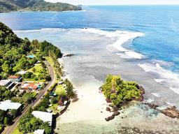 Aerial view of main road in American Samoa