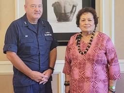 Congresswoman Uifa’atali Amata and Rear Admiral Michael Day