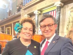 Congresswoman Uifa’atali Amata and Speaker Mike Johnson