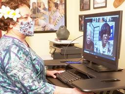 Working remotely, Congresswoman Amata congratulates Col. Dixon 