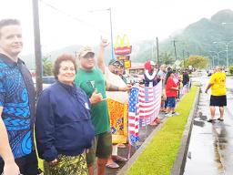 Amata with Peter Anaya and others a Veterans Day wave