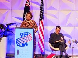 Amata speaking at Australian American Leadership Dialogue