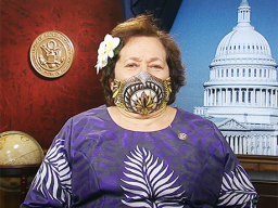 Amata wearing a face mask