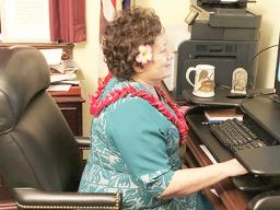 Congresswoman Uifa’atali Amata during virtual committee meeting where she testified