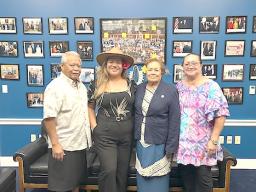 Amata with Mikaela Saelua and her parents Rep Fiu and Catherine Saelua