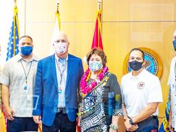 Amata pictured here wit Director Chao and some of the VA health team in Honolulu
