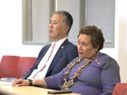 Congresswoman Uifa’atali Amata with Ranking Member Mark Takano