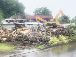 Debris where old Amy's Bakery building is being torn down