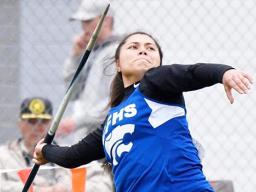 Angellica Segi Titialii Street getting ready to throw the javelin