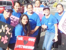 Employees of ANZ during a good bye wave