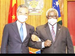 PM Manasseh Sogavare and Chinese Foreign Minister Wang Yi