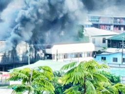 fire in downtown Apia